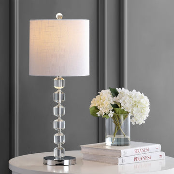 Cary 27.5" Modern Stacked Crystal/Metal LED Table Lamp - JONATHAN Y